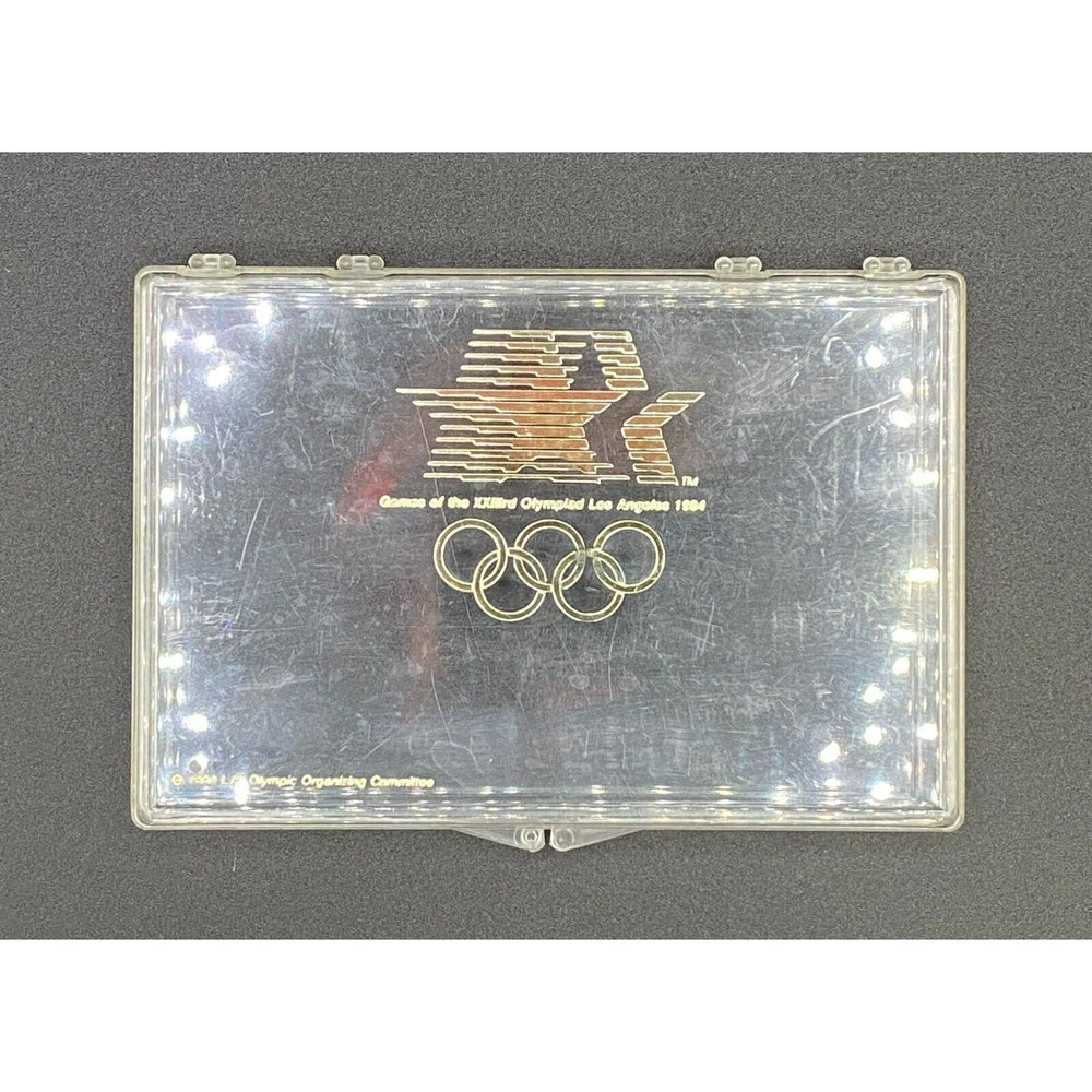 1984 Los Angeles Olympics Plastic Collectible Pin Photo Box Vintage #1